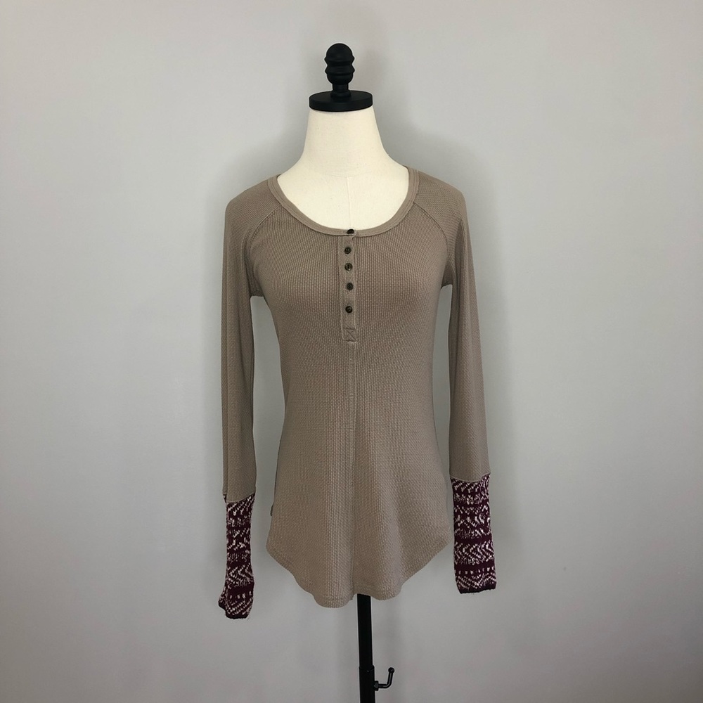 Free People Henley thermal long sleeve shirt size small